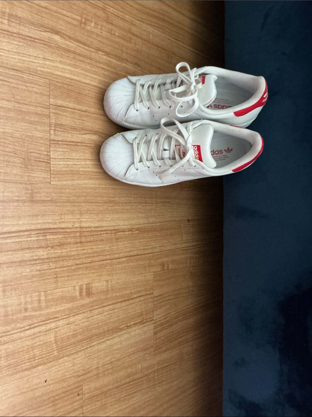 adidas White Sneakers with Red Heel and Tongue Accents - Men's
